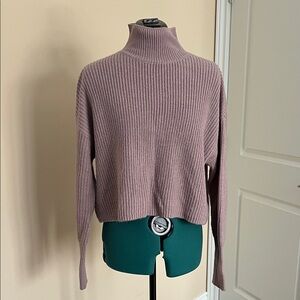Women's Mauve Turtleneck cropped Sweater